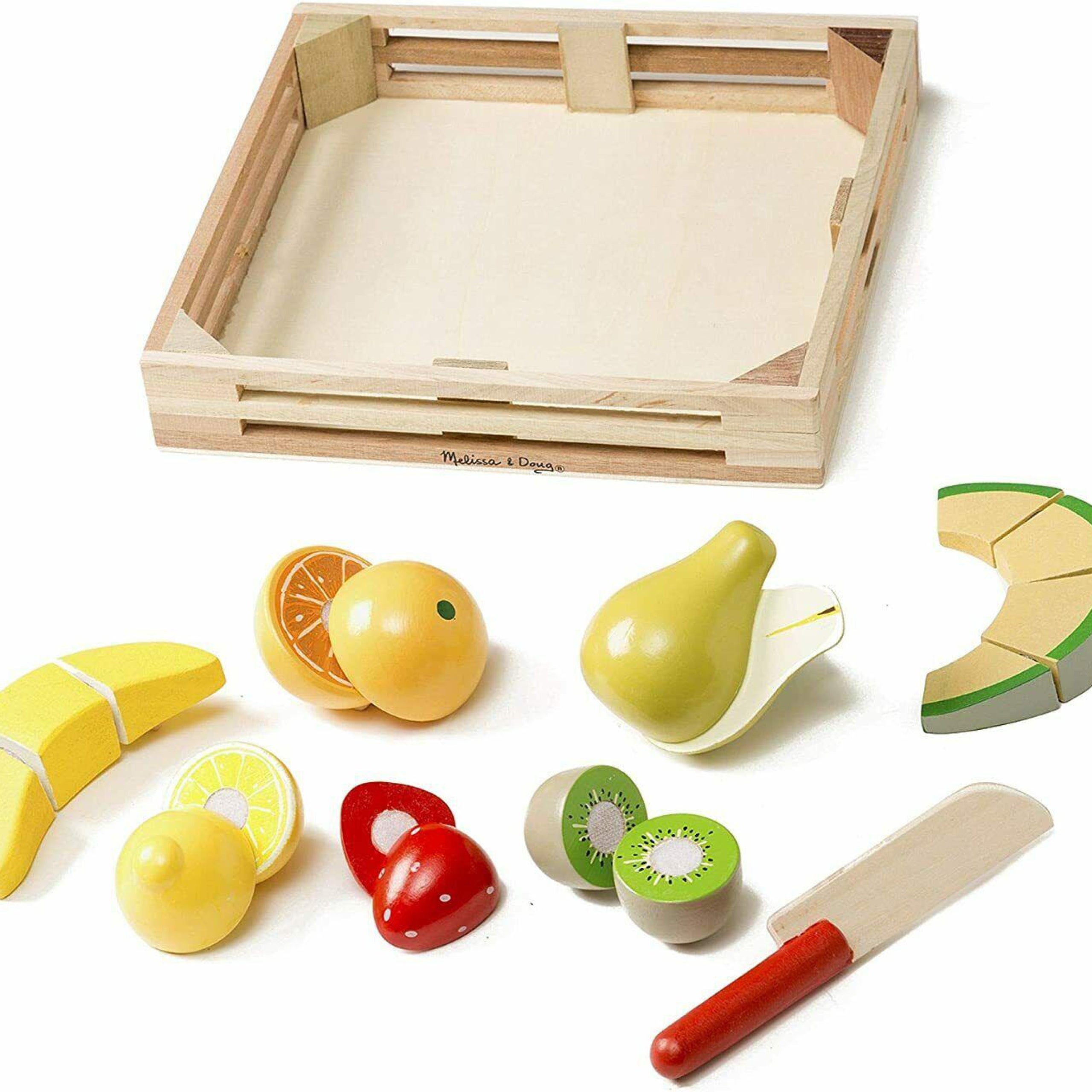 Melissa Doug Cutting Fruit Set Wooden Play Food Kitchen Accessory Multi
